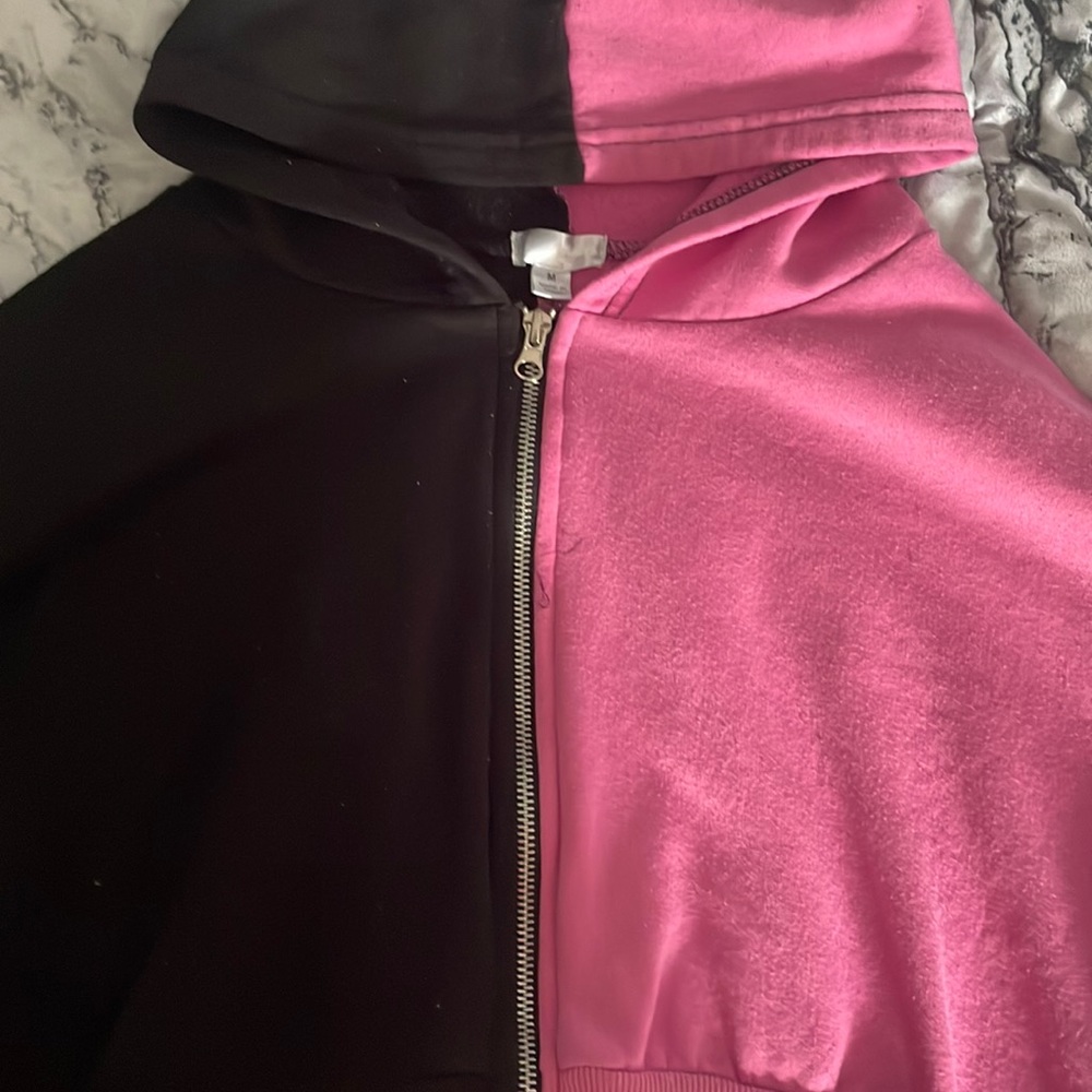split color zip up